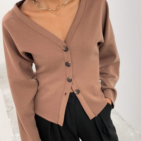 NWT Oak + Fort v-neck cardigan - Picture 2 of 4